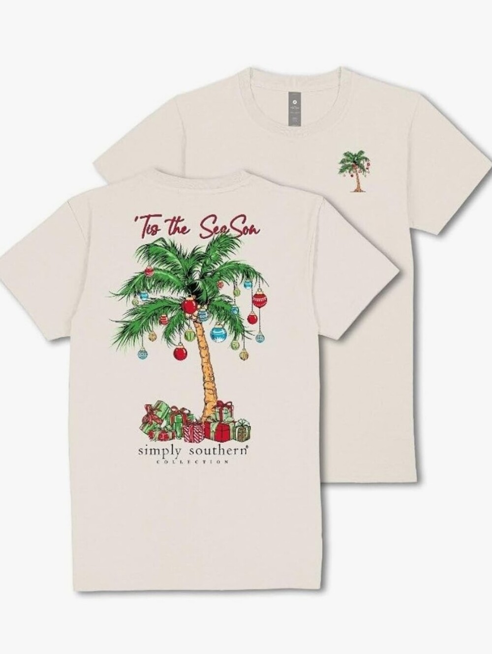 NWT Simply Southern Tis The Season Christmas Palm T-shirt